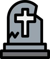 icône remplie de ligne de pierre tombale vecteur
