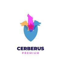 logo d'illustration de bouclier cerberus avec des couleurs qui se chevauchent vecteur