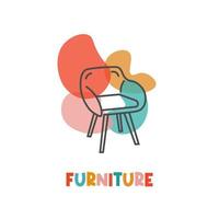 illustration vectorielle simple logo chaise meubles dessin au trait et formes abstraites