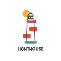 phare ligne art simple illustration logo vecteur