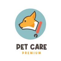 logo d'illustration d'animalerie pour chien shiba inu vecteur