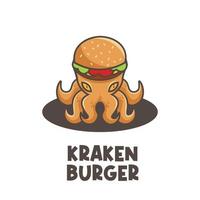 logo d'illustration vectorielle kraken burger vecteur