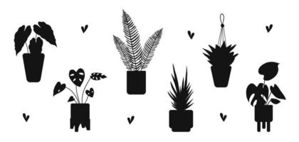 silhouette plate de plante d'intérieur en pot vecteur