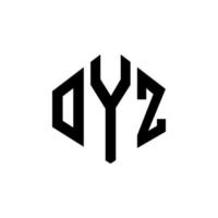 création de logo de lettre oyz avec forme de polygone. création de logo en forme de polygone et de cube oyz. modèle de logo vectoriel oyz hexagone couleurs blanches et noires. monogramme oyz, logo d'entreprise et immobilier.