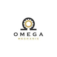 omega gear mécanicien logo icône modèle de conception vecteur plat