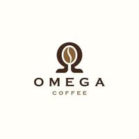 modèle de conception d'icône de logo de café omega vecteur plat