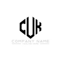 création de logo de lettre cuk avec forme de polygone. création de logo en forme de polygone et de cube cuk. modèle de logo vectoriel cuk hexagone couleurs blanches et noires. monogramme cuk, logo d'entreprise et immobilier.