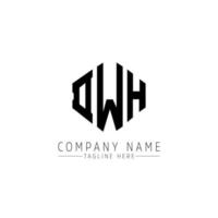 création de logo de lettre dwh avec forme de polygone. création de logo en forme de polygone et de cube dwh. modèle de logo vectoriel hexagone dwh couleurs blanches et noires. monogramme dwh, logo d'entreprise et immobilier.