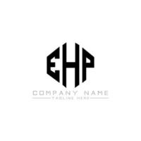 création de logo de lettre ehp avec forme de polygone. création de logo en forme de polygone et de cube ehp. modèle de logo vectoriel ehp hexagone couleurs blanches et noires. monogramme ehp, logo d'entreprise et immobilier.