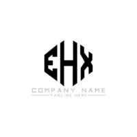 création de logo de lettre ehx avec forme de polygone. création de logo en forme de polygone et de cube ehx. modèle de logo vectoriel hexagone ehx couleurs blanches et noires. monogramme ehx, logo d'entreprise et immobilier.