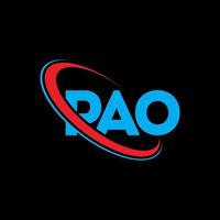 logo pao. lettre pao. création de logo de lettre pao. initiales pao logo lié avec cercle et logo monogramme majuscule. typographie pao pour la technologie, les affaires et la marque immobilière. vecteur