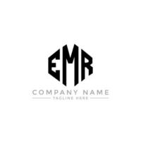 création de logo de lettre emr avec forme de polygone. création de logo en forme de polygone et de cube emr. modèle de logo vectoriel emr hexagone couleurs blanches et noires. monogramme emr, logo d'entreprise et immobilier.