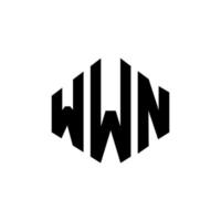 création de logo de lettre wwn avec forme de polygone. wwn création de logo en forme de polygone et de cube. modèle de logo vectoriel wwn hexagone couleurs blanches et noires. monogramme wwn, logo d'entreprise et immobilier.