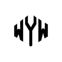 création de logo de lettre wyw avec forme de polygone. création de logo en forme de polygone et de cube wyw. modèle de logo vectoriel wyw hexagone couleurs blanches et noires. monogramme wyw, logo d'entreprise et immobilier.