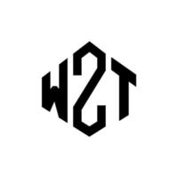 création de logo de lettre wzt avec forme de polygone. création de logo en forme de polygone et de cube wzt. modèle de logo vectoriel hexagone wzt couleurs blanches et noires. monogramme wzt, logo d'entreprise et immobilier.