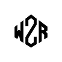 création de logo de lettre wzr avec forme de polygone. création de logo en forme de polygone et de cube wzr. modèle de logo vectoriel hexagone wzr couleurs blanches et noires. monogramme wzr, logo d'entreprise et immobilier.