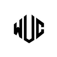 création de logo de lettre wuc avec forme de polygone. création de logo en forme de polygone et de cube wuc. modèle de logo vectoriel wuc hexagone couleurs blanches et noires. monogramme wuc, logo d'entreprise et immobilier.