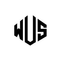 création de logo de lettre wus avec forme de polygone. wus création de logo en forme de polygone et de cube. modèle de logo vectoriel wus hexagone couleurs blanches et noires. monogramme wus, logo d'entreprise et immobilier.