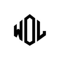 création de logo de lettre wol avec forme de polygone. création de logo en forme de polygone et de cube wol. modèle de logo vectoriel wol hexagone couleurs blanches et noires. monogramme wol, logo d'entreprise et immobilier.