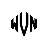 création de logo de lettre wvn avec forme de polygone. création de logo en forme de polygone et de cube wvn. modèle de logo vectoriel wvn hexagone couleurs blanches et noires. monogramme wvn, logo d'entreprise et immobilier.