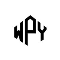 création de logo de lettre wpy avec forme de polygone. création de logo en forme de polygone et de cube wpy. modèle de logo vectoriel wpy hexagone couleurs blanches et noires. monogramme wpy, logo d'entreprise et immobilier.