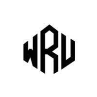 création de logo de lettre wru avec forme de polygone. wru création de logo en forme de polygone et de cube. modèle de logo vectoriel wru hexagone couleurs blanches et noires. monogramme wru, logo d'entreprise et immobilier.