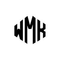 création de logo de lettre wmk avec forme de polygone. création de logo en forme de polygone et de cube wmk. modèle de logo vectoriel wmk hexagone couleurs blanches et noires. monogramme wmk, logo d'entreprise et immobilier.