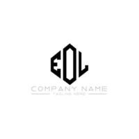 création de logo de lettre eol avec forme de polygone. création de logo en forme de polygone et de cube eol. modèle de logo vectoriel eol hexagone couleurs blanches et noires. monogramme eol, logo d'entreprise et immobilier.