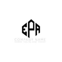 création de logo de lettre epa avec forme de polygone. création de logo en forme de polygone et de cube epa. modèle de logo vectoriel epa hexagone couleurs blanches et noires. monogramme epa, logo commercial et immobilier.