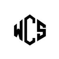 création de logo de lettre wcs avec forme de polygone. création de logo en forme de polygone et de cube wcs. modèle de logo vectoriel wcs hexagone couleurs blanches et noires. monogramme wcs, logo d'entreprise et immobilier.