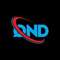 qnd logo. qnd lettre. création de logo de lettre qnd. initiales qnd logo lié avec cercle et logo monogramme majuscule. qnd typographie pour la technologie, les affaires et la marque immobilière. vecteur