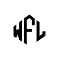 création de logo de lettre wfl avec forme de polygone. création de logo en forme de polygone et de cube wfl. modèle de logo vectoriel wfl hexagone couleurs blanches et noires. monogramme wfl, logo d'entreprise et immobilier.