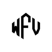 création de logo de lettre wfv avec forme de polygone. création de logo en forme de polygone et de cube wfv. modèle de logo vectoriel hexagone wfv couleurs blanches et noires. monogramme wfv, logo d'entreprise et immobilier.