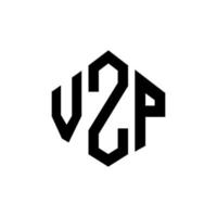 création de logo de lettre vzp avec forme de polygone. création de logo en forme de polygone et de cube vzp. modèle de logo vectoriel vzp hexagone couleurs blanches et noires. monogramme vzp, logo commercial et immobilier.