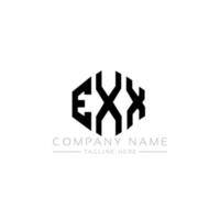 création de logo de lettre exx avec forme de polygone. création de logo en forme de polygone et de cube exx. modèle de logo vectoriel exx hexagone couleurs blanches et noires. monogramme exx, logo d'entreprise et immobilier.