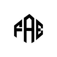 création de logo de lettre fae avec forme de polygone. création de logo en forme de polygone et de cube fae. modèle de logo vectoriel fae hexagone couleurs blanches et noires. monogramme fae, logo d'entreprise et immobilier.