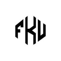 création de logo de lettre fku avec forme de polygone. création de logo en forme de polygone et de cube fku. modèle de logo vectoriel fku hexagone couleurs blanches et noires. monogramme fku, logo d'entreprise et immobilier.