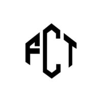 création de logo de lettre fct avec forme de polygone. création de logo en forme de polygone et de cube fct. modèle de logo vectoriel hexagone fct couleurs blanches et noires. monogramme fct, logo d'entreprise et immobilier.