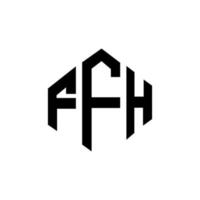 création de logo de lettre ffh avec forme de polygone. création de logo en forme de polygone et de cube ffh. modèle de logo vectoriel ffh hexagone couleurs blanches et noires. monogramme ffh, logo d'entreprise et immobilier.