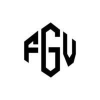 création de logo de lettre fgv avec forme de polygone. création de logo en forme de polygone et de cube fgv. modèle de logo vectoriel hexagone fgv couleurs blanches et noires. monogramme fgv, logo commercial et immobilier.