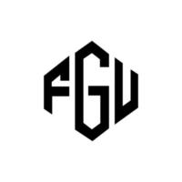 création de logo de lettre fgu avec forme de polygone. création de logo en forme de polygone et de cube fgu. modèle de logo vectoriel hexagone fgu couleurs blanches et noires. monogramme fgu, logo d'entreprise et immobilier.