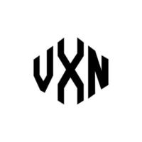 création de logo de lettre vxn avec forme de polygone. création de logo en forme de polygone et de cube vxn. modèle de logo vectoriel vxn hexagone couleurs blanches et noires. monogramme vxn, logo d'entreprise et immobilier.