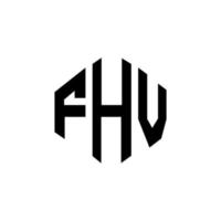 création de logo de lettre fhv avec forme de polygone. création de logo en forme de polygone et de cube fhv. modèle de logo vectoriel hexagone fhv couleurs blanches et noires. monogramme fhv, logo commercial et immobilier.