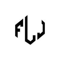création de logo de lettre flj avec forme de polygone. création de logo en forme de polygone et de cube flj. modèle de logo vectoriel hexagone flj couleurs blanches et noires. monogramme flj, logo d'entreprise et immobilier.