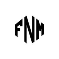 création de logo de lettre fnm avec forme de polygone. création de logo en forme de polygone et de cube fnm. modèle de logo vectoriel fnm hexagone couleurs blanches et noires. monogramme fnm, logo d'entreprise et immobilier.