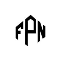 création de logo de lettre fpn avec forme de polygone. création de logo en forme de polygone et de cube fpn. modèle de logo vectoriel hexagone fpn couleurs blanches et noires. monogramme fpn, logo d'entreprise et immobilier.