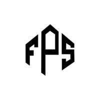 création de logo de lettre fps avec forme de polygone. création de logo en forme de polygone et de cube fps. modèle de logo vectoriel hexagone fps couleurs blanches et noires. monogramme fps, logo d'entreprise et immobilier.