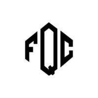 création de logo de lettre fqc avec forme de polygone. création de logo en forme de polygone et de cube fqc. modèle de logo vectoriel hexagone fqc couleurs blanches et noires. monogramme fqc, logo commercial et immobilier.