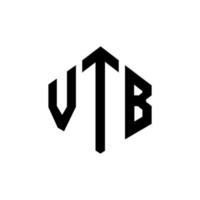 création de logo de lettre vtb avec forme de polygone. création de logo en forme de polygone et de cube vtb. modèle de logo vectoriel vtb hexagone couleurs blanches et noires. monogramme vtb, logo d'entreprise et immobilier.