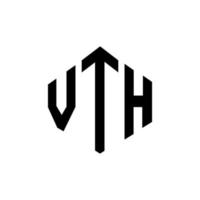 création de logo de lettre vth avec forme de polygone. vth création de logo en forme de polygone et de cube. modèle de logo vectoriel vth hexagone couleurs blanches et noires. vth monogramme, logo d'entreprise et immobilier.